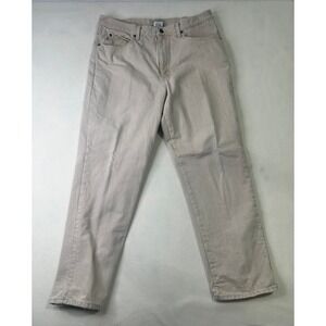 LL Bean Classic Fit Flannel Lined Jeans Mens 36x30 Tan Khaki Denim Plaid Lining